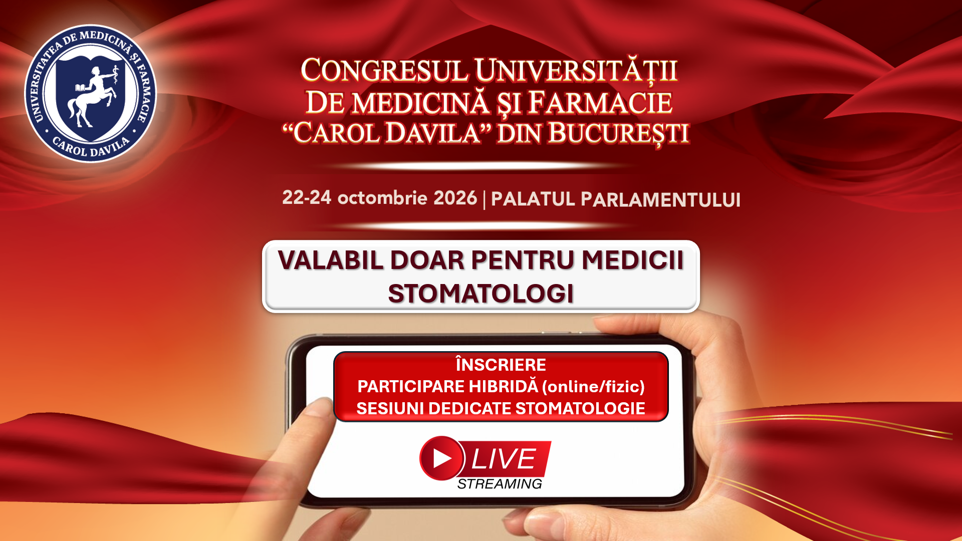 poza produs inscriere participare hibrida- congres UMF - stomatologi 2026
